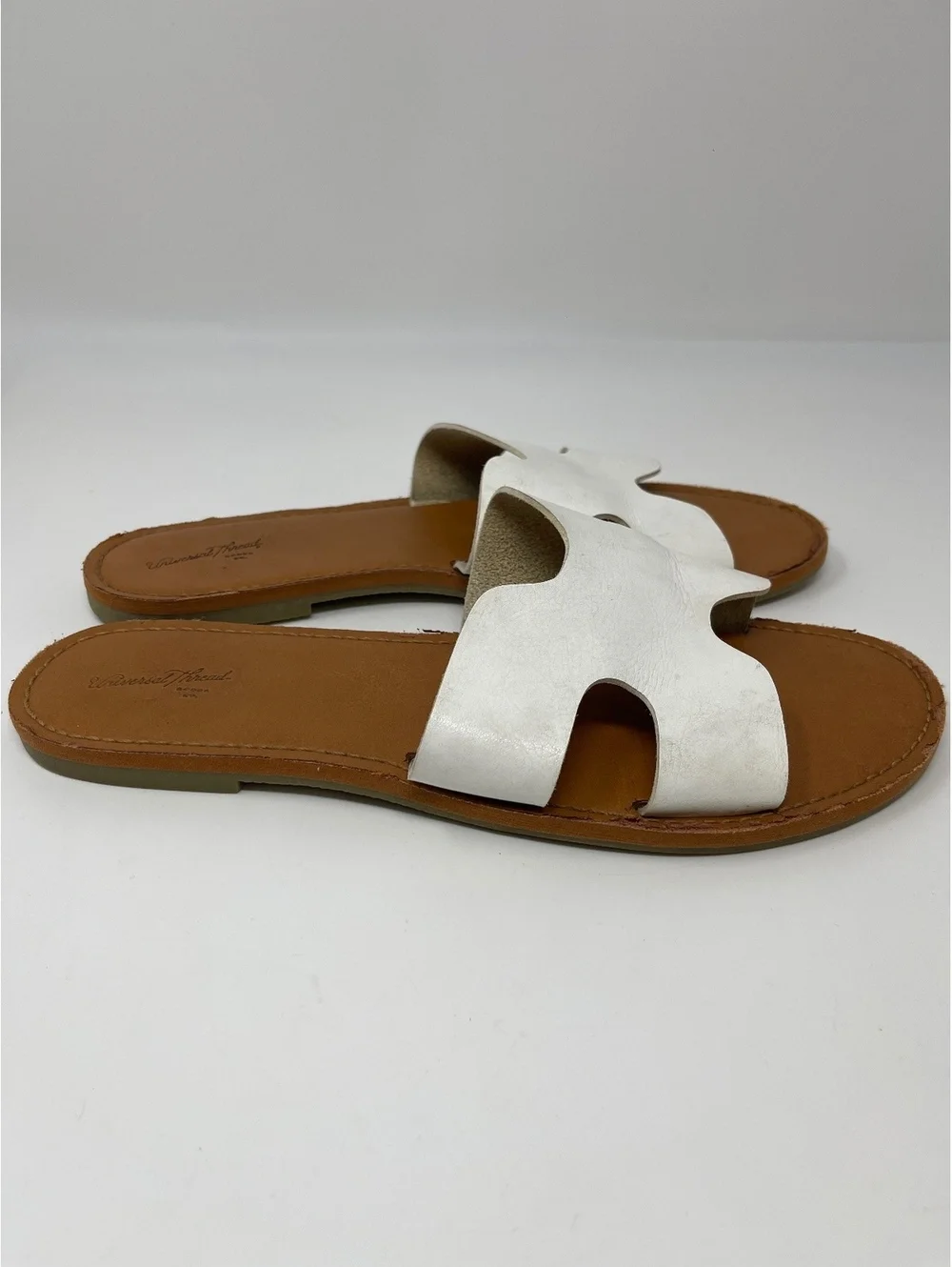 Universal Thread Womens White H Band Cutout Slide Sandals Flat Shoes Size 9.5